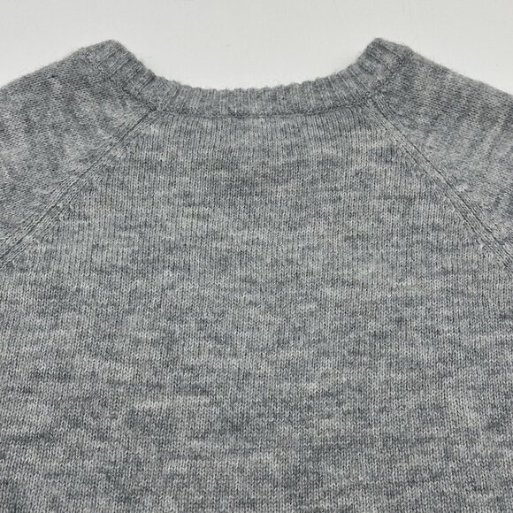 Old Navy Size Large Gray Fuzzy Pink Heart Cropped Crew Neck Pullover Sweater NWT - Picture 13 of 13